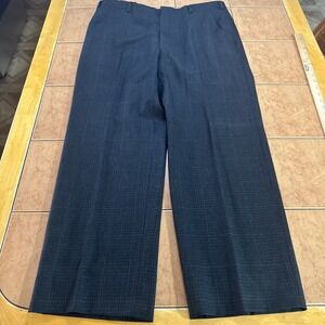 Hart Schaffner Marx 36 x 29 Black Brown Plaid 100% Wool Flannel Dress Mens Pants